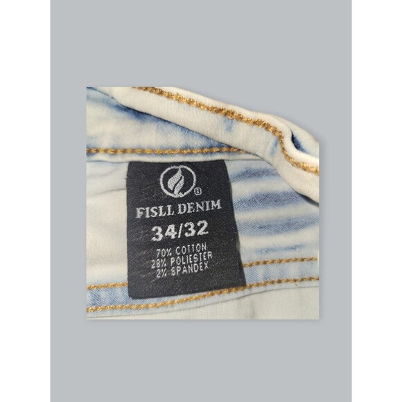 Fislil Denim Jeans Men’s 34x32 Beige Red White Blue 76 Patchwork Paint Splatter - Picture 8 of 8